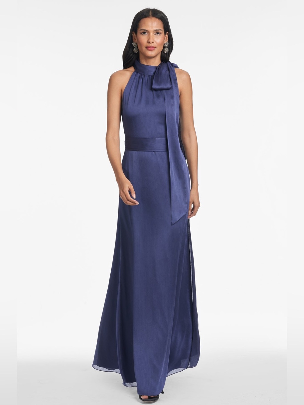 Sachin + Babi Navy Halter Maxi Dress with Neck Tie